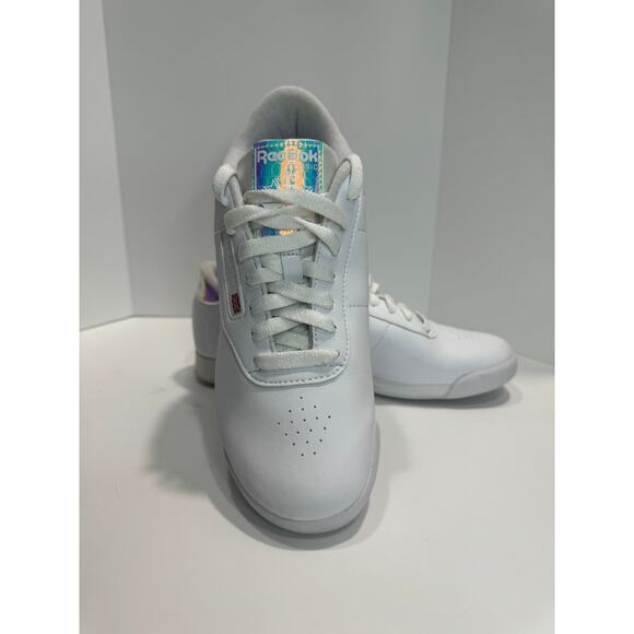 Reebok Classic Shoe White w/ Iridescent Accent Women Sneakers Size 8.5 - Picture 1 of 6